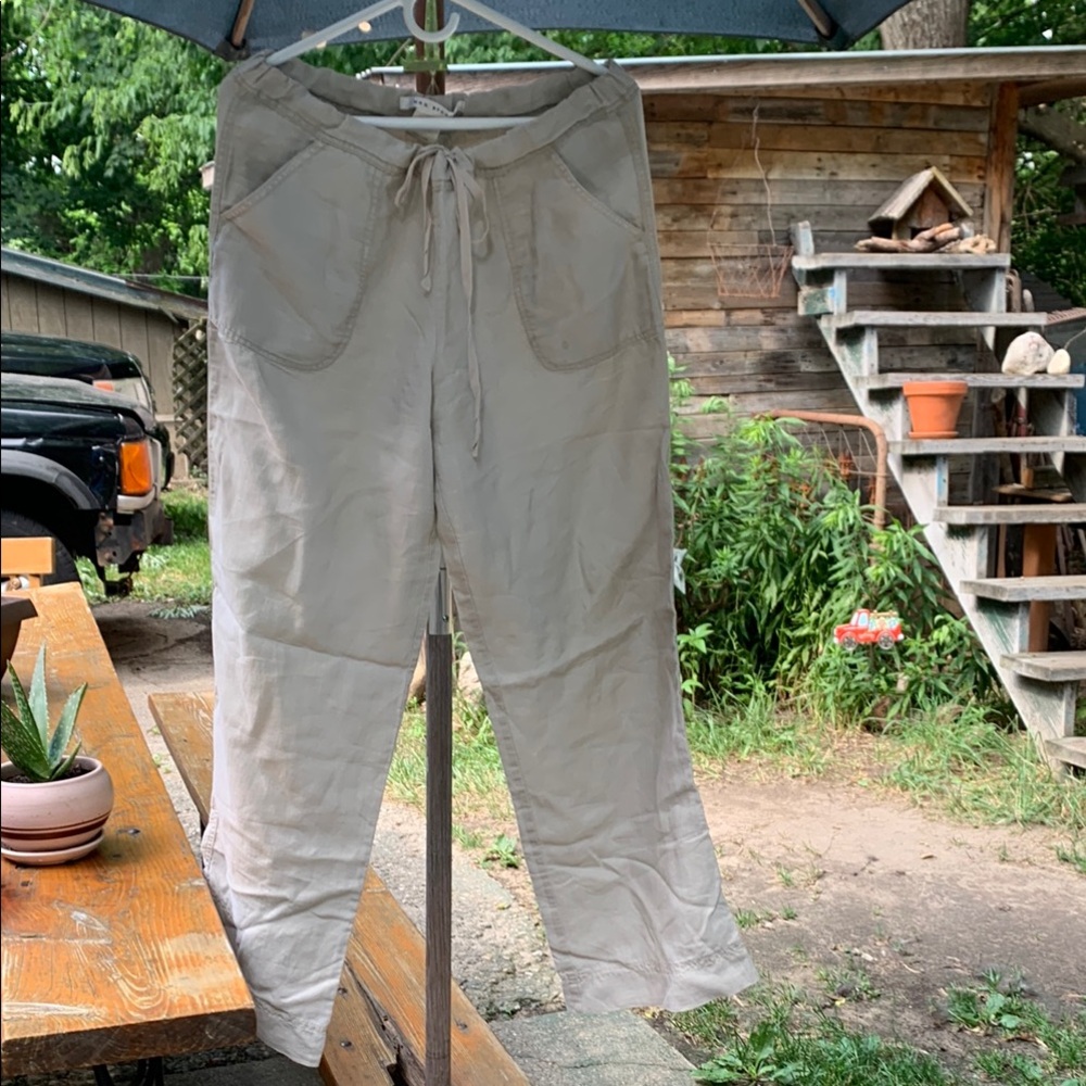 Max Studio Khaki Wide Leg Linen Pants